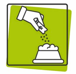 Instructions sur la manière de verser le contenu du sachet de Catney One